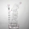 Bang en verre énorme Bong Recycler Cage d'oiseau Big Bubbler Perc Bong Double Chamber Spiral Verre Twist Heary Heaty 13 '' Pipes d'eau en verre avec un joint de 14 mm