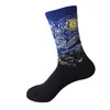 Chaussettes pour hommes 3d art chaussettes femmes hommes coton harajuku style célèbre peinture chaussette Gogh Mona Lisa da Vinci Vintage