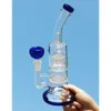 REANICE Dab Pipe Glass acrylic bongs Recycler 14.5mm Jonit Only Blue + Silicon mat/Silicone wax/dabber