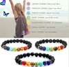 Män Kvinnor 8mm Lava Rock 7 Chakras Aromaterapi Essential Oljediffusor Armband Flätat Rope Natursten Yoga Beads Armband Bangle