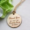 100pc Personalized Engraved "Thank You" Wedding Tags Round Circle Wooden Hang Tags Rustic Wedding Bridal Shower Favors Tag 39mm