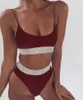 Sexy Bikini Swimwear Kobiety Swimsuit Brazylijski Bikini Zestaw Zielony Druku Halter Top Beach Nosić Kostiumy kąpielowe S-XL