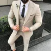 Brand New Light Beige Men 3 Piece Suit Wedding Tuxedos Handsome Groom Tuxedos Slim Fit Men Business Prom Blazer(Jacket+Pants+Tie+Vest) 600