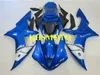 Anpassad insprutning Mote Fairing Kit för Yamaha YZFR1 02 03 YZF R1 2002 2003 YZF1000 ABS Blue White Fairings Set + Gifts Ye21