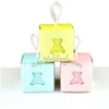 50 stks Blauw Roze Kleine Teddybeer Gunst Dozen Baby Shower Doop Doop Party Candy Doos Die Kid Verjaardag Feestartikelen