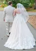 Naken rosa älskling halsringning a-line bröllopsklänningar med spetsapplikationer elegant sveptåg plus storlek brudklänningar