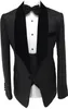 Yeni Groomsmen Siyah Desen Damat Smokin Şal Kadife Yaka Erkekler Suits Yan Vent Düğün / Balo İyi Adam (Ceket + Pantolon + Kravat + Yelek) K995