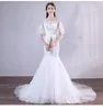 Abiti da sposa sexy a sirena bianca Corte dei treni Abiti da sposa economici LACE-UP Indietro Custom Made Plus Size economici