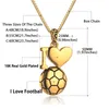 Bijoux en émail J'aime collier de ballon de football Boîte en acier inoxydable Chaîne Colar Bijoux Hommes Or Couleur Football Pendentifs Colliers