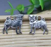 Partihandel 30st Cute Dog Pug Alloy Charms Hängsmycke Retro Smycken Göra DIY Keychain Forntida silverhänge för armband Örhängen 20 * 20mm