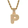 Trendy 26 Style Bubble Letter Pendant Necklace With Micro Pave Cubic Zircon Crystal Gold Chain Halsband för män Kvinnans smyckespresent