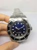 Manklocka Deep Ceramic Bezel SEA Hardlex Crystal Rostfritt stålband Automatisk Mekanisk herrklockor Svart Blå Urtavla R06-2