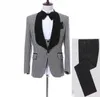 Anpassa Houndstooth Groom Tuxedos Shawl Lapel One Button Side Vent Män Bröllop Blazer Men Prom Dinner Business Suit (Jacka + Byxor + Tie + Vest)