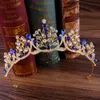 Barok Sprankelend goud rood groen blauw kristal bruiloft kroon hoofdband bruids tiaras strass pageant diadeem haaraccessoires