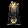 Zeitgenössische quadratische Kristall-Kronleuchter-Beleuchtung, Regentropfen-Deckenleuchte, Treppen-Pendelleuchten, Hotel-Villa-Kristalle, kugelförmige Lampe