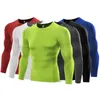 Running t shirts dry fit mens gym clothing scoop neck long sleeves underwear body building suit polyester apparel