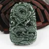 Pure natural hand carved jade dragon China Hetian jade pendant auspicious dragon Necklace A42572062