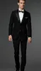 New Arrival Slim Fit Black Groom Tuxedos Peaked Lapel One Button Groomsmen Mężczyźni Garnitury Formalne Business Prom Garnitur (Kurtka + Spodnie + Łuki krawat) NO: 75