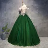 Hunter Floral bestickte Abendkleider aus der Schulter A-Line Empire-Taille Perlen Spitze lange Pageant Kleid Kleider formelle Partykleid