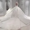 Splendido abito da sposa a sirena di Dubai con gonna oversize, perline di cristallo di lusso, paillettes, abiti da sposa con applicazioni in pizzo, abiti da sposa favolosi sauditi