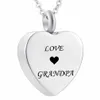 Love Grandma Charm Cremation Jewelry Keepsake Memorial Urn Ashes Collana con cuore Urn Ciondolo Pendente Kit