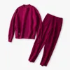 Cachemire Coton Mélange De Laine Tricot Épais Femmes Mode Sweats Survêtement Pull Pantalon 2pcs / set Beige 4color S-XL