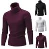 Hiver hommes mince chaud tricot col haut pull pull pull col roulé haut 117