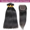 28 30 inches Brazilian Virgin Hair Straight Bundles With lace Closure Frontal Body Deep Wave Human Remy Raw Weave Extensions For B2973358