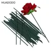 HUADODO 150pcs 13cm Flowers stem Dark Green wire artificial flower Head accessory for wedding decoration (size 2mm)