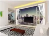 Personalizado foto papel de parede 3d estéreo janela bela cidade night view 3d tv fundo mural art parede para sala de estar grande pintura home decor