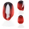 Anime COS color wig long straight hair gradient color bobo head short hair wig set