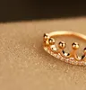 Crown Ring Altın Kaplama Figner Yüzük Moda Kristal Zirkon Takılar Kadınlar İçin Vintage Takı Kostümü Düğün Partisi Aksesuarları290F
