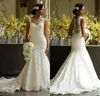 African Mermaid Wedding Dresses Illusion Neckline Country Bridal Gowns Nigerian Lace Covered Button Back Sexy Aso Ebi Lace Wedding Dress