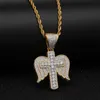 18K желтого белого золото полный угол Крылья кулон ожерелье CZ креста для Мужчины Женщины Hot Hip Hop DJ ожерелье подарка ювелирных изделий