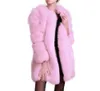 Vinter varm kappa kvinnlig lyx faux päls mjuk lång fast färgrock hög kvalitet storlek m-4xl tjock överrock ny