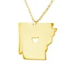 Alabama Arkansas Idaho Carte Collier Pendentif en Acier Inoxydable avec Love Heart USA State AR Géographie Carte Colliers Bijoux pour Femmes et Hommes