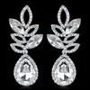 Boucles d'oreilles en cristaux brillants et strass, longues boucles d'oreilles pendantes pour femmes, bijoux de mariée, cadeau de mariage pour demoiselles d'honneur, BW-025