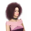 6inch Afro Kinky Krullend Natuurlijke Zwarte Synthetische Pruik Hoge Temperatuur Fiber Africa American Pluizig Pruiken voor Vrouwen