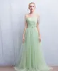 Une ligne Pageant robes de soirée femmes vert clair hors épaule robe de mariée occasion spéciale bal demoiselle d'honneur robe de soirée 17LF277