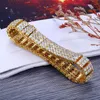 Men Bracelet Link Chain Yellow White Gold Plated Iced Out CZ 4 Layeres Tennis Bracelet for Men Hip Hop Bracelet Chain