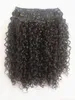 Nieuwe Aankomst Clip in Braziliaanse Menselijke Maagd Remy Natural Black Haar Krullend Haar Inslag Zachte Dubbel Getrokken Hair Extensions