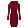 2018 Moda Com Capuz Com Cordão Mangas Cheias Fleeces Mulheres Vestidos de Inverno Vestido Mulheres Vestidos Hoodies Moletom Vestido