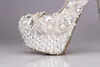 2018 Sapatos De Casamento De Cristal De Luxo Rodada Toe Rhinestone Pérola Sapatos De Noiva De Salto Alto Ecru Vestido Branco Sapato