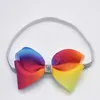 12pcs baby hair band accessories 4" rainbow mermaid grosgrain ribbon bows glitter elastic headbands for girls headwear HD108