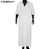 Árabe Roupas Homens Robe Islamic Arabe Bathrobe Kaftan Longo Dress Comprimento Completo Robe Branco Stripe Lounge vestido Saudi Arábia Hombre