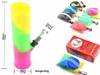 DHL LIBERA il trasporto 198MM portatile infrangibile Bong Shisha Narghilè Silicone Fumatori Tubi d'acqua Lavabile Pieghevole Colore arcobaleno