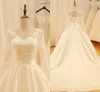 High Quality V neck Wedding Dresses With Long Sleeves Cheap Pleated Satin Keyhole Back With Lace up Illusion Wedding Gowns Long Cheap