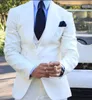 Nova marca Cool Peak Lapel Branco Um Botão Do Casamento Do Noivo Smoking Ternos Dos Homens de Casamento / baile / Jantar Melhor Homem Blazer (Jacket + Tie + Vest + Calças) N48