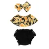 Adorable Newborn Baby Girl Floral Clothes Sunfloral Crop Tops Lace Tassel Bloomers Shorts Headband 3PCS Outfit Kids Clothing Set