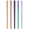 Baguettes plaquées or titane brillant, baguettes colorées en acier inoxydable or rose baguettes carrées arc-en-ciel noir150pair T1I825